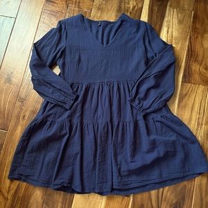 Size M Tiered Navy Blue Tunic Dress